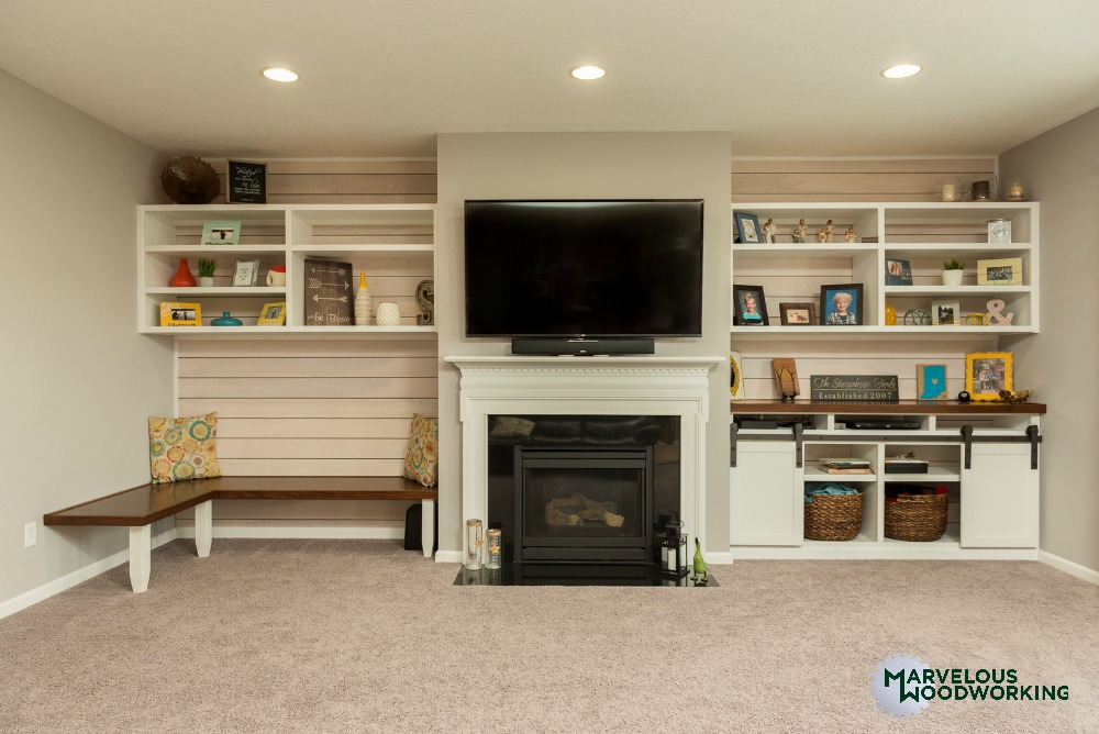 built-in shelving